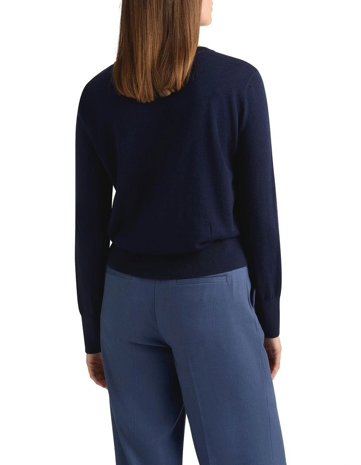 Adriana Silk Front Knit in Navy/Ivory image 4