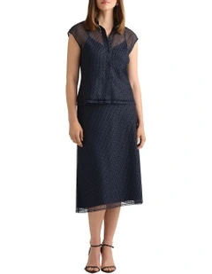 Rosette Lace Skirt in Navy
