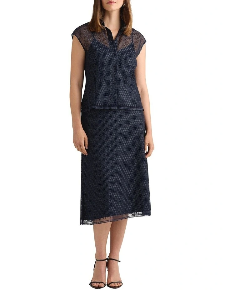 Rosette Lace Skirt in Navy image 1