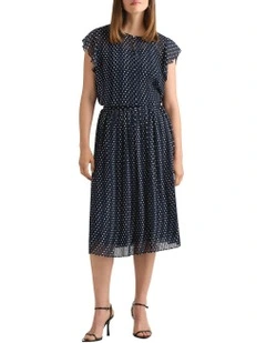 Carver Clip Spot Skirt in Navy/Ivory