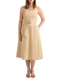 Aniston Cotton Sateen Dress in Malt