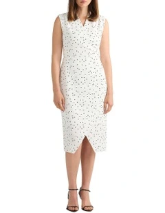 Adriana Jersey Dress in Navy/Ivory