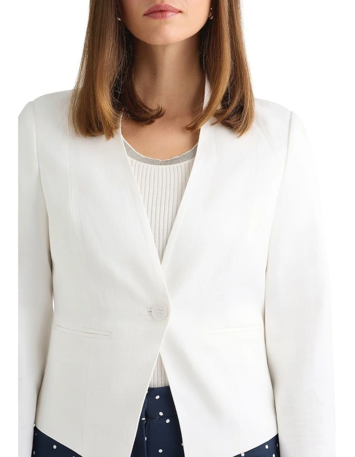 Liliosa Linen Blend Jacket in Ivory image 3