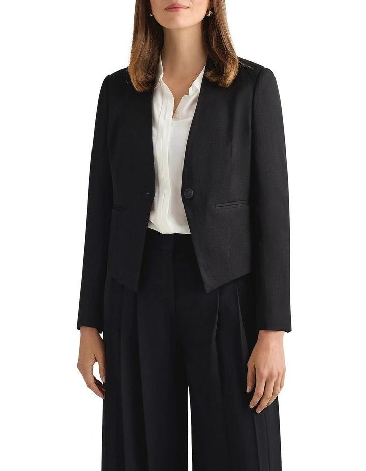 Liliosa Linen Blend Jacket in Black image 2