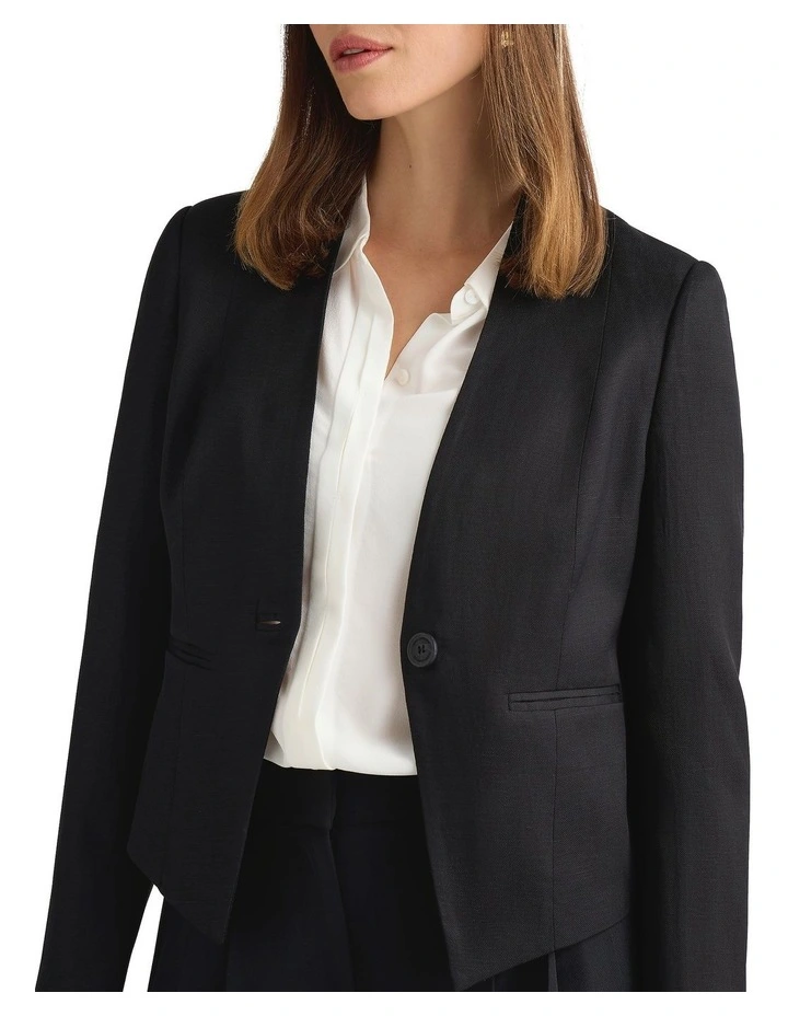 Liliosa Linen Blend Jacket in Black image 3