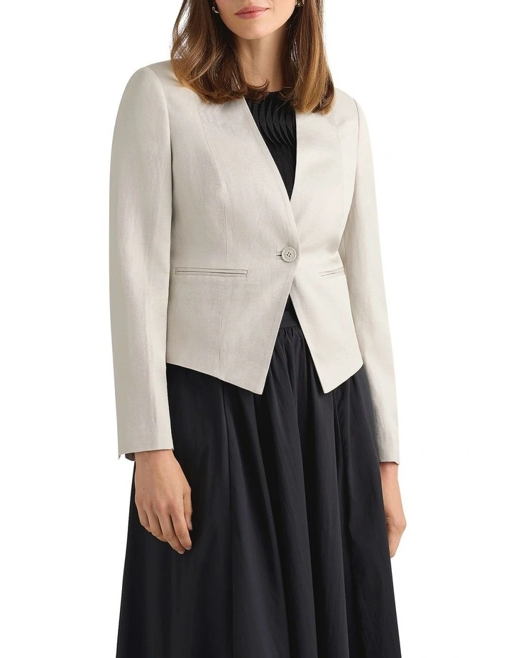 Liliosa Linen Blend Jacket in Stone image 2