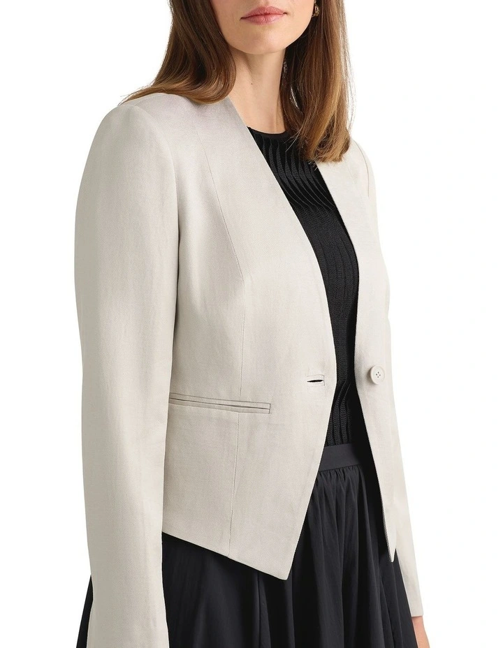 Liliosa Linen Blend Jacket in Stone image 3