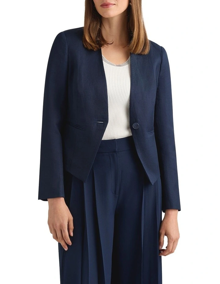 Liliosa Linen Blend Jacket in Ink image 2