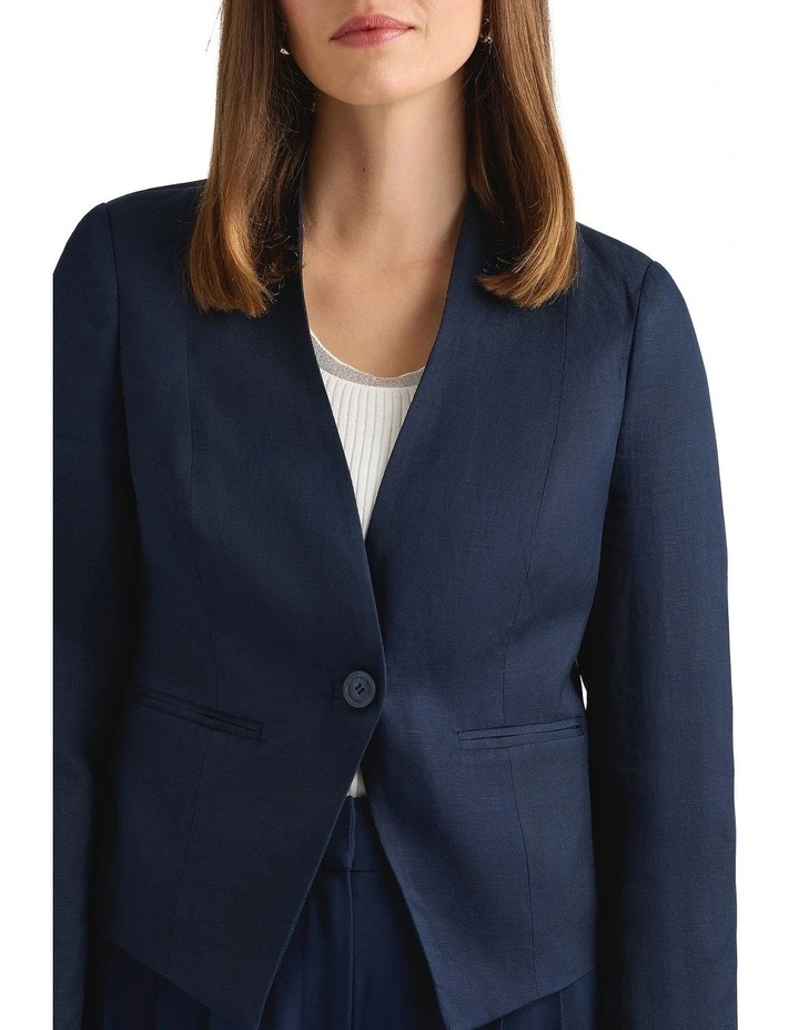 Liliosa Linen Blend Jacket in Ink image 3