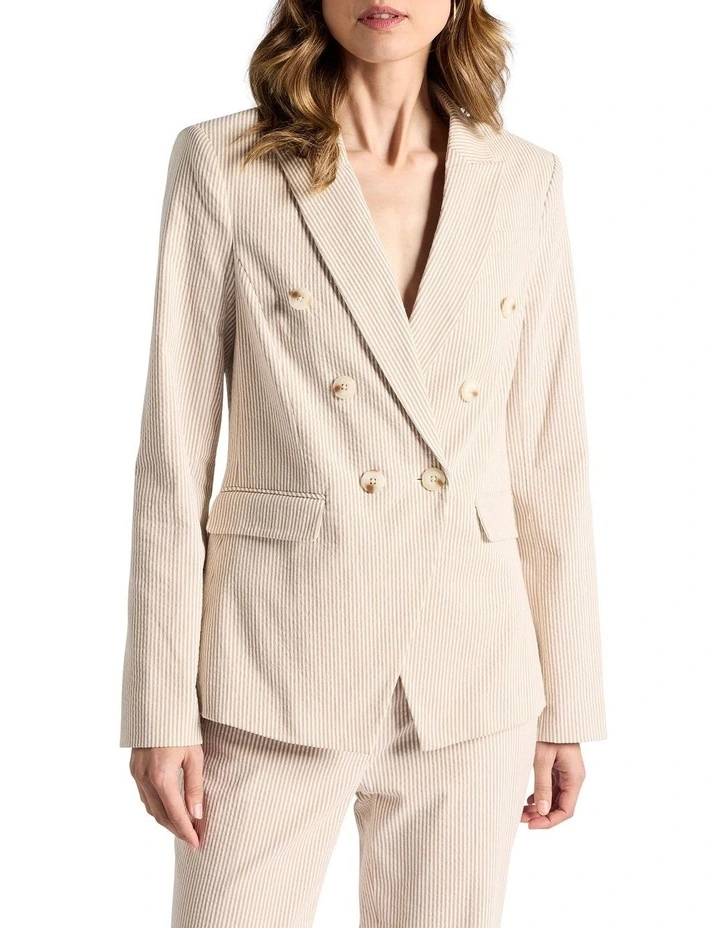 Alberta Seersucker Blazer in Sand Stripe image 1