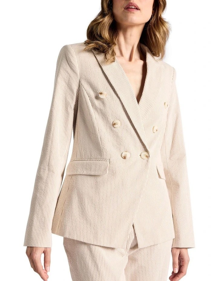 Alberta Seersucker Blazer in Sand Stripe image 3