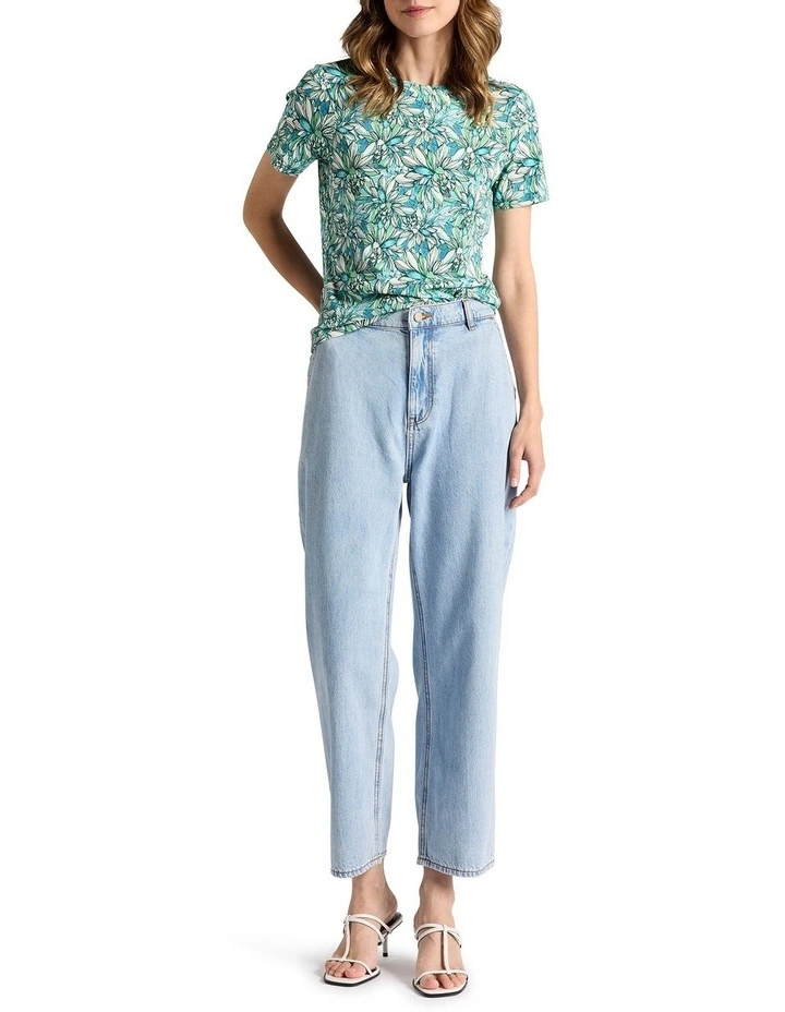 Mirabeau Cotton Rib Tee in Turquoise Multi image 2