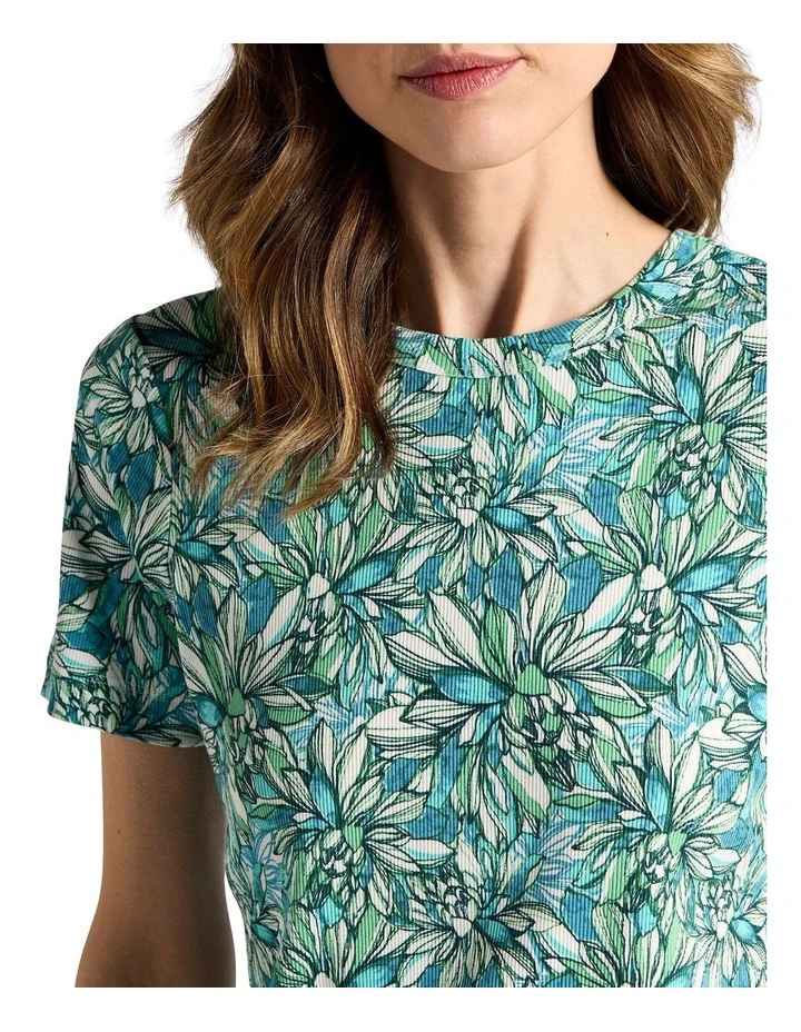 Mirabeau Cotton Rib Tee in Turquoise Multi image 3