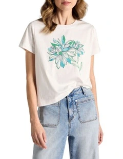 Mirabeau Cotton Graphic Tee in White Multi