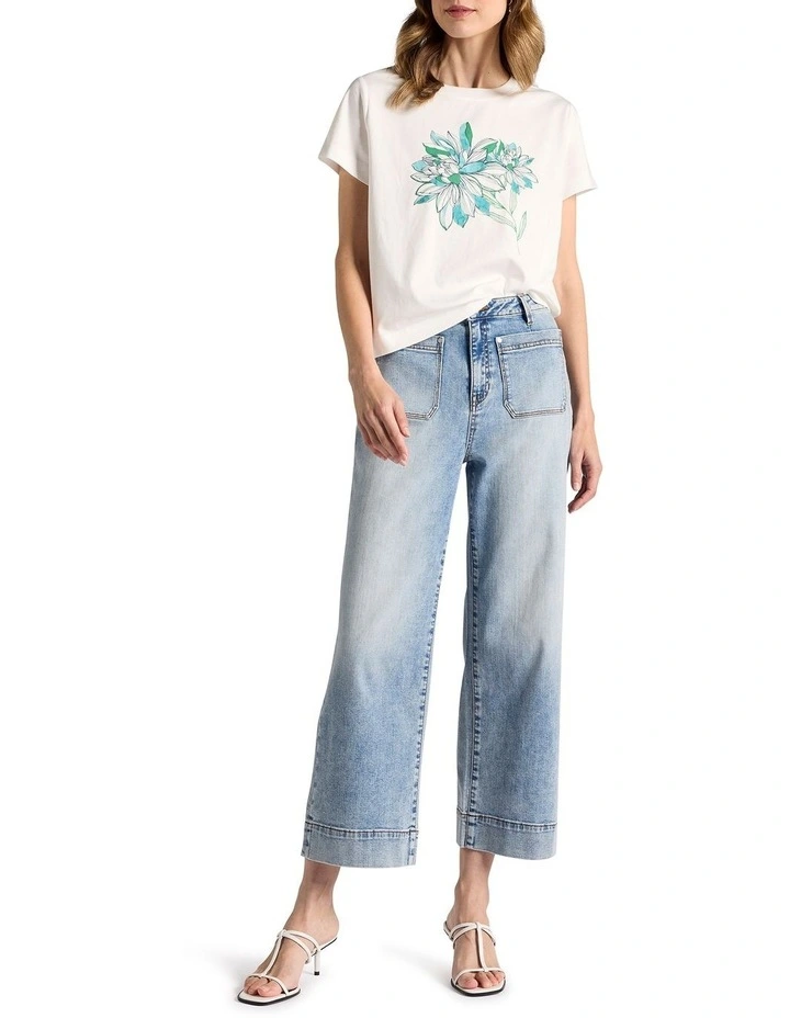 Mirabeau Cotton Graphic Tee in White Multi image 2
