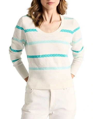 Agni Cotton Knit in Turquoise Stripe
