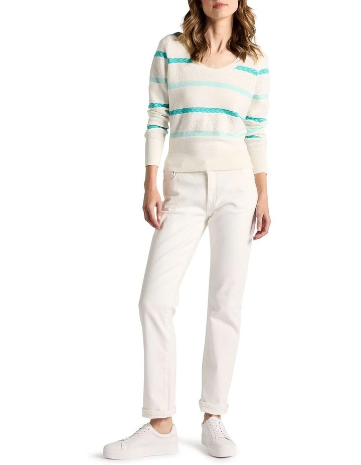 Agni Cotton Knit in Turquoise Stripe image 2