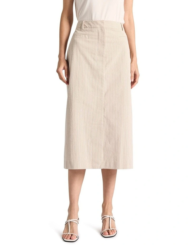 Alberta Seersucker Skirt in Sand Stripe image 2
