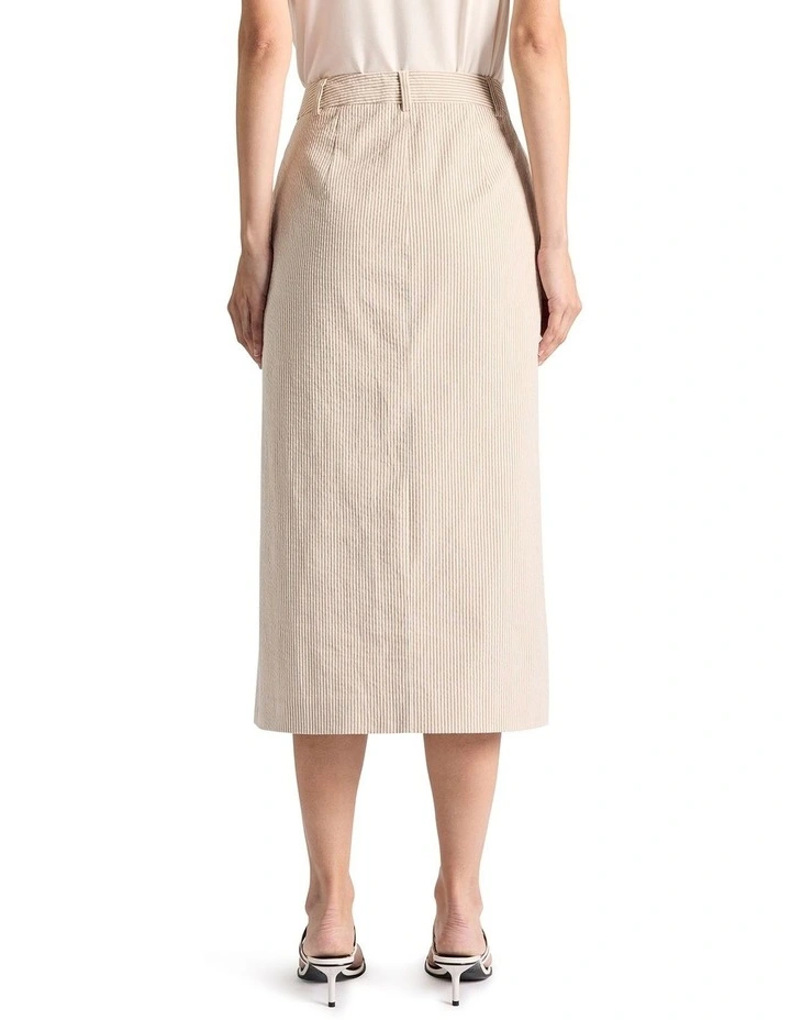 Alberta Seersucker Skirt in Sand Stripe image 4