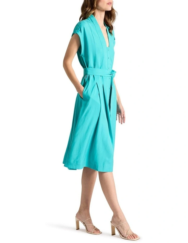 Delia Shirt Dress in Turquoise image 2