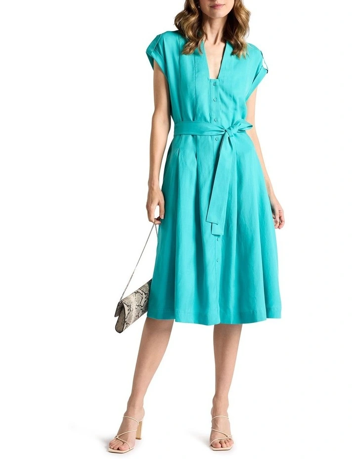 Delia Shirt Dress in Turquoise image 4