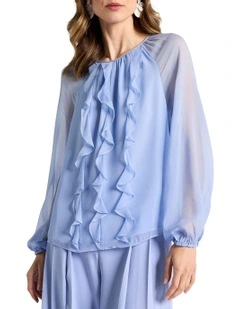 Lorraine Silk Blouse in Cornflower Blue