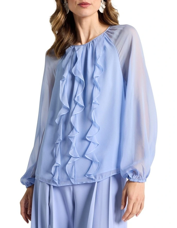 Lorraine Silk Blouse in Cornflower Blue image 1