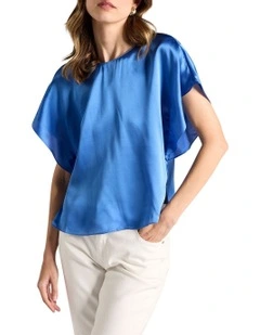 Orion Silk Blouse in Topaz Blue
