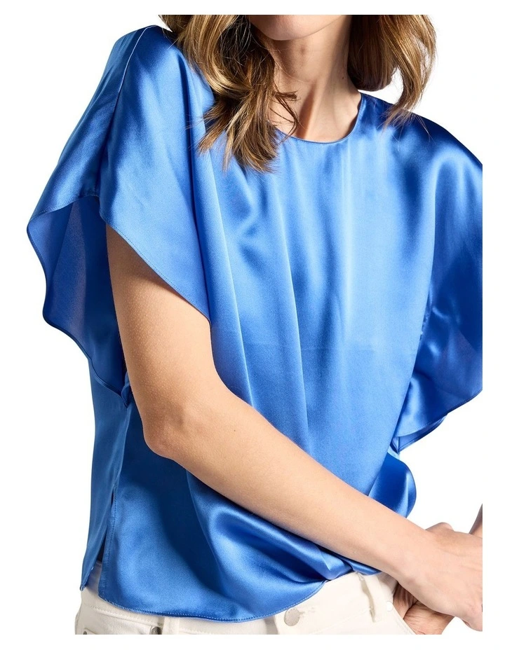 Orion Silk Blouse in Topaz Blue image 3