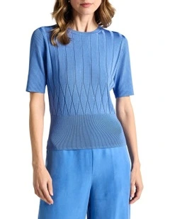 Fabiana Knit Top in Topaz Blue