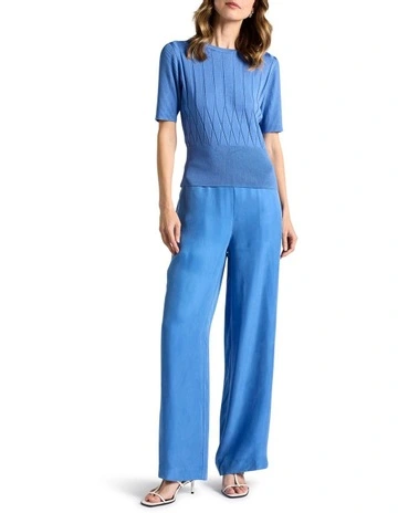 Fabiana Knit Top in Topaz Blue