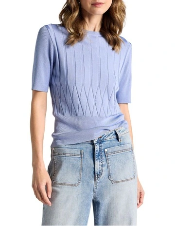 Fabiana Knit Top in Cornflower Blue