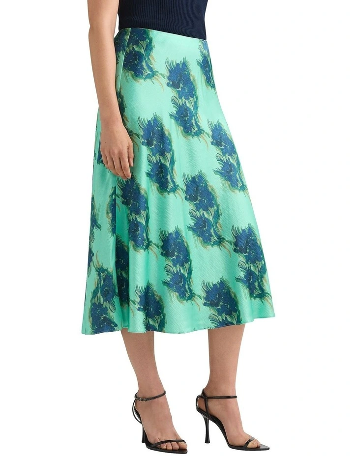 Cara Satin Midi Skirt in Seafoam image 2