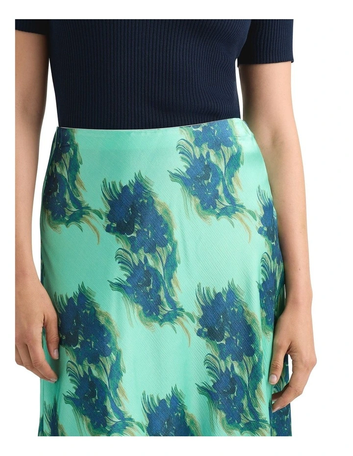 Cara Satin Midi Skirt in Seafoam image 3