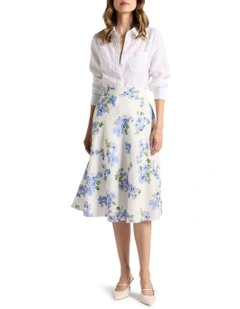 Jacinda Linen Skirt in Ivory Multi