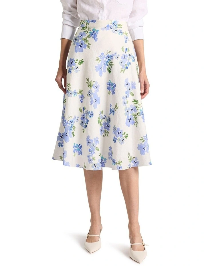 Jacinda Linen Skirt in Ivory Multi image 2
