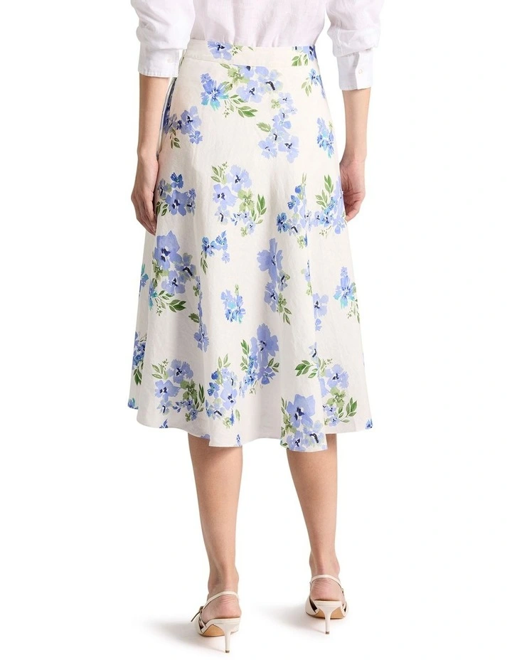 Jacinda Linen Skirt in Ivory Multi image 4