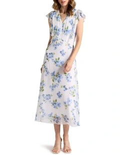 Jacinda Silk Dress in Ivory Multi