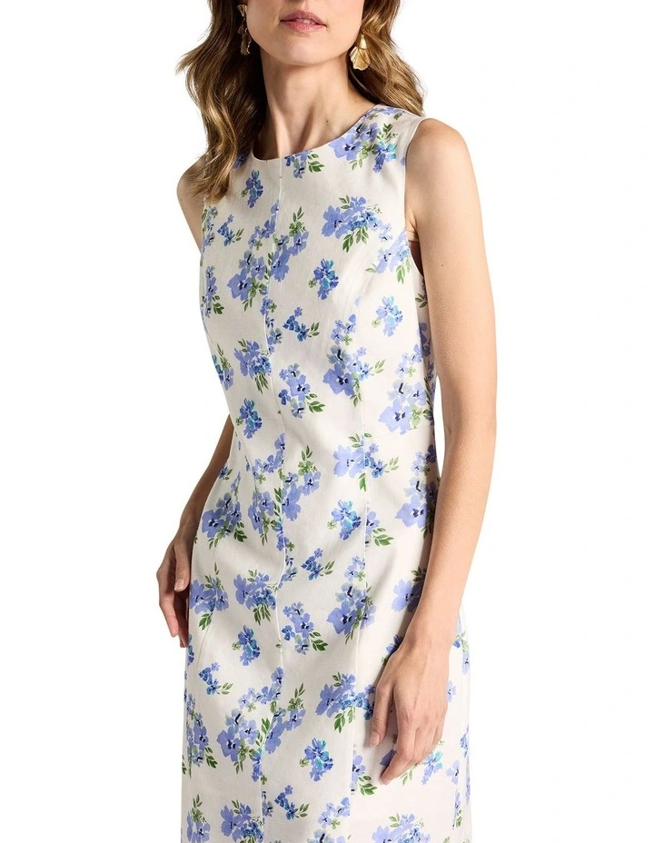Jacinda Stretch Linen Dress in Ivory Multi image 2