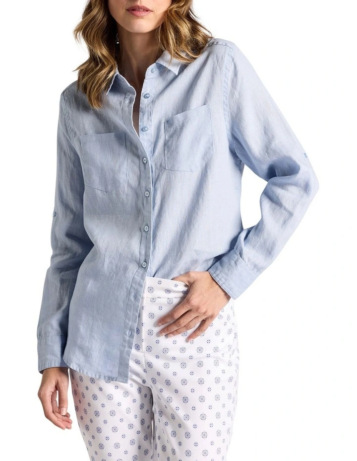 Elias Linen Shirt in Sky Blue image 1