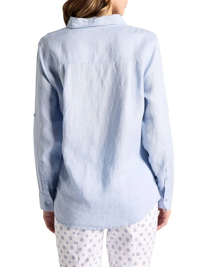 Elias Linen Shirt in Sky Blue image 4