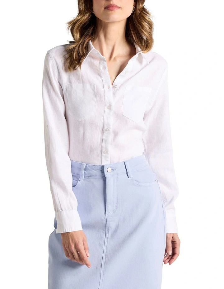 Elias Linen Shirt in White image 1