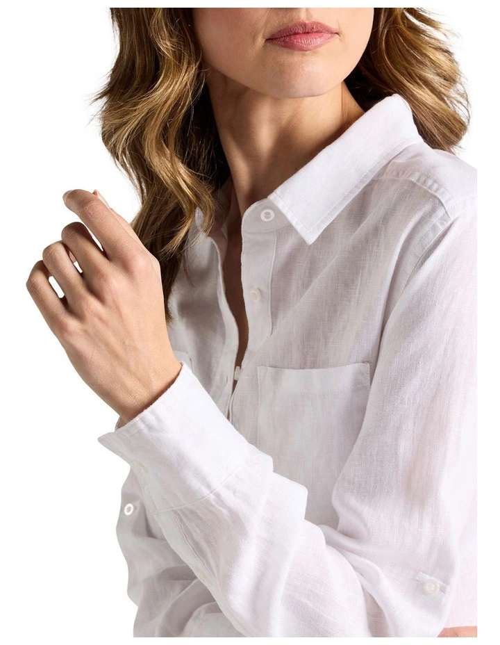 Elias Linen Shirt in White image 4