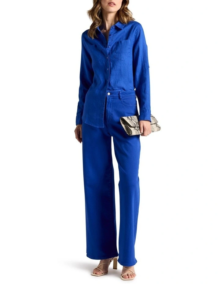 Elias Linen Shirt in Cobalt image 2