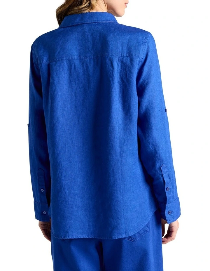 Elias Linen Shirt in Cobalt image 4