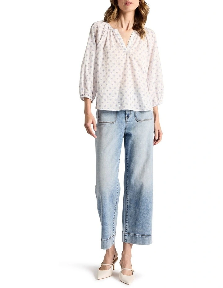Moses Cotton Blouse in Cobalt Spot image 2