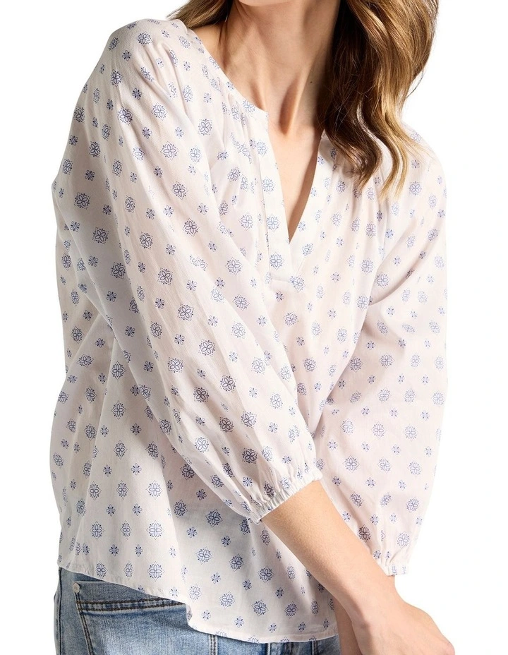 Moses Cotton Blouse in Cobalt Spot image 3