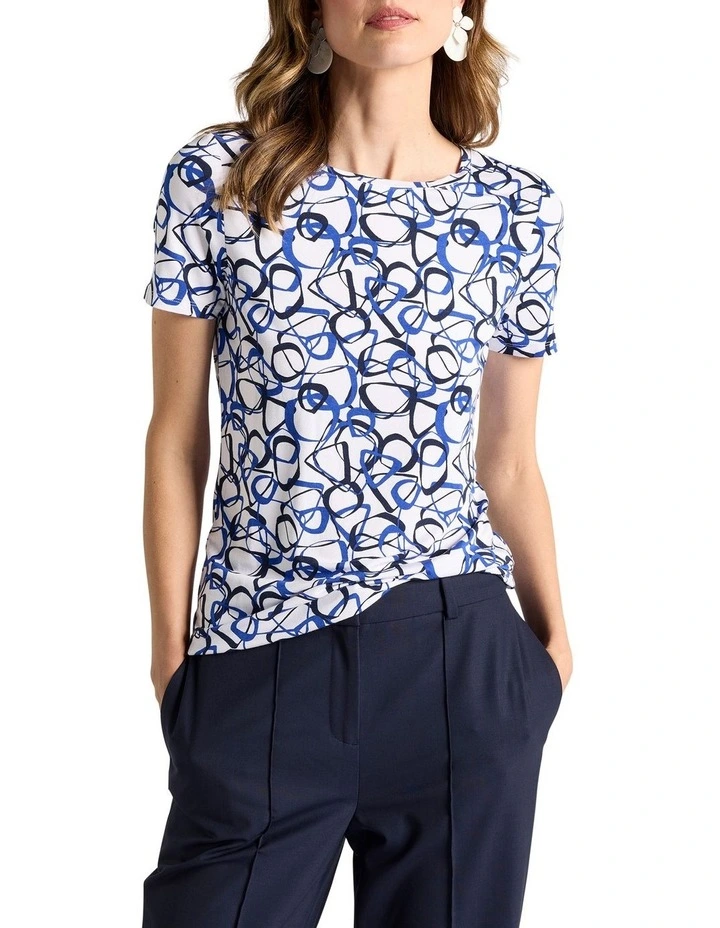 Amir Bamboo Tee in White Multi image 1