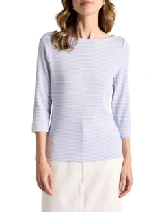 Ceres Cotton Blend Tee in Sky Stripe
