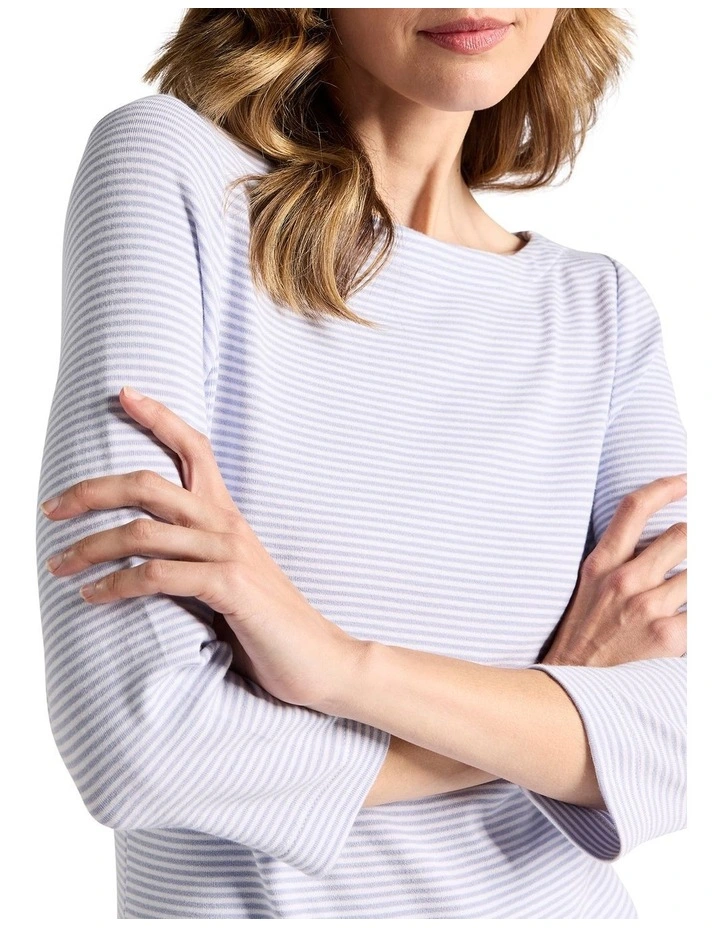 Ceres Cotton Blend Tee in Sky Stripe image 3